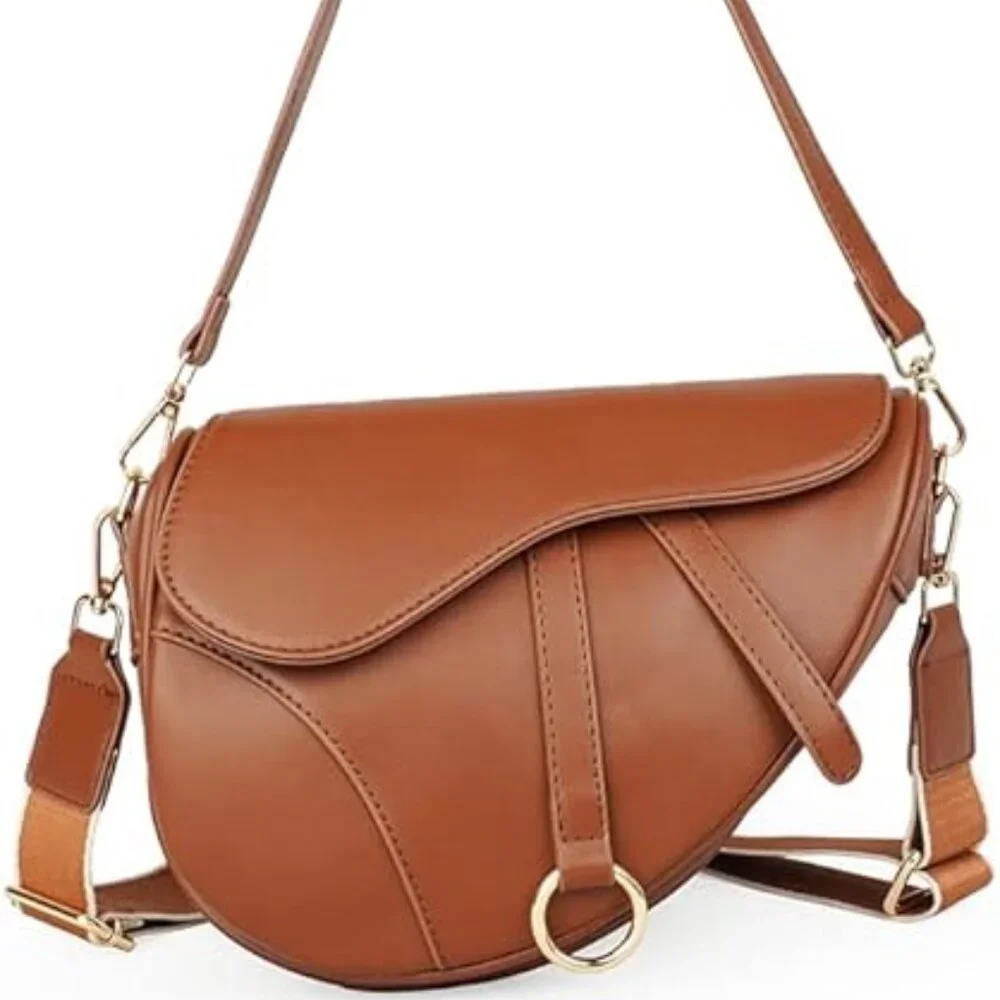 Neiman Marcus Vacation PU Leather Saddle Shoulder Bag - Picture 4 of 4